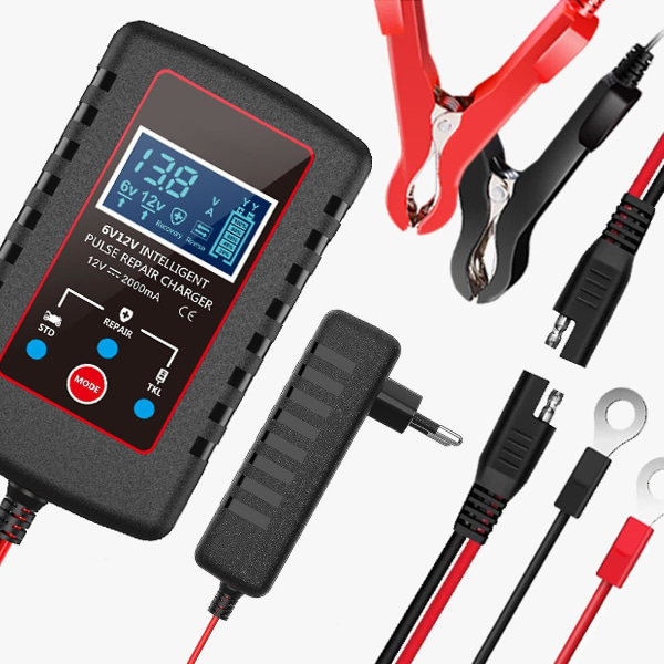 6/12v Smart Full Automatisk Batterilader Vedlikeholdslader, Batteridesulfator For Bil, Gressklipper, Motorsykkel, Båt, 100% Ny