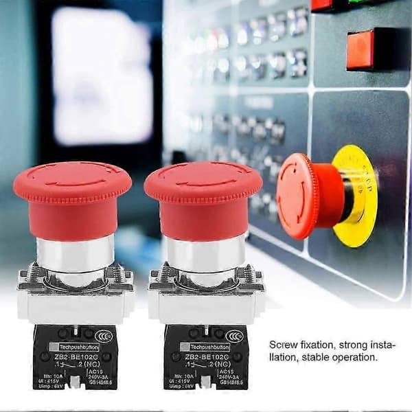 22MM Rød Panel Nødstopknap, 2-pak