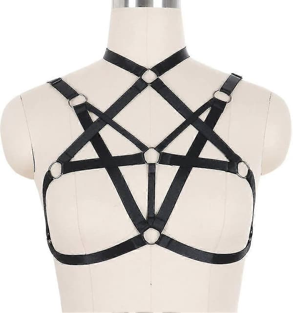 Elastisk Damsele Cupless Cage BH Utskuren med Band