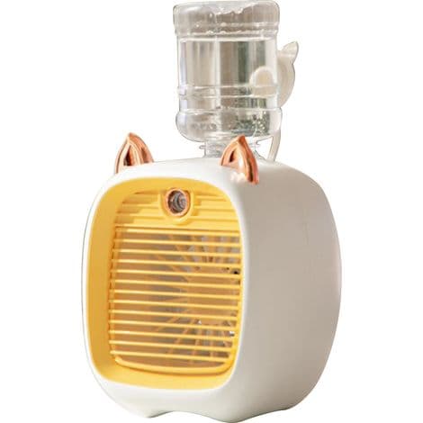 Kjølevifte, USB-lading, 3 vannspraymoduser, 1200 ml vanntank, gul
