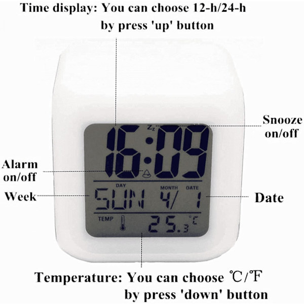 Led Digital Sovrum Väckarklocka Enkel Inställning Kub Väckarklockor Med 4 Sided Bts  Mjuk Nattlampa Stor Display Färg Nattlampa Klocka 16