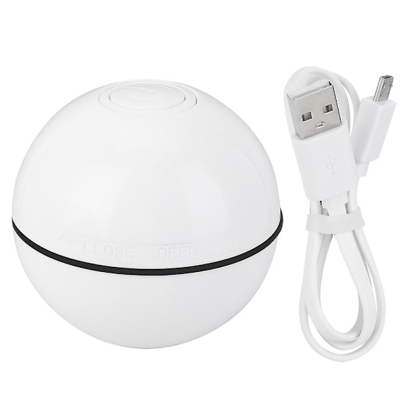 USB Smart LED Lysende Lys Kæledyr Kat Rullende Bold Legetøj - Hvid