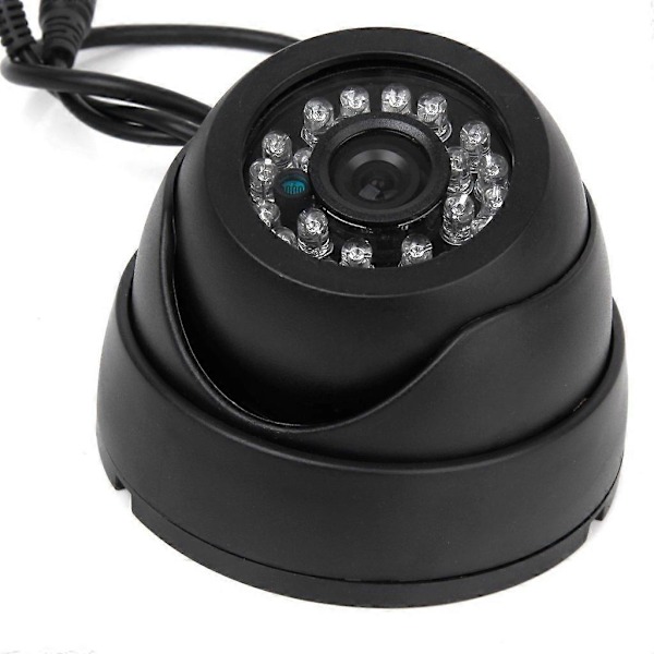 Svart Övervakningskamera PAL 1/3\" CMOS 700TVL 24 LED IR Cut 3.6mm Säkerhetskamera för inomhusbruk
