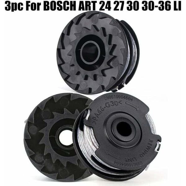 Sett med 3 spoler til Bosch Art 24 27 30 30-36 Li gresstrimmere, 18m x 1.65mm