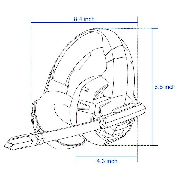 Trådbundet spelheadset med mikrofon (blå)