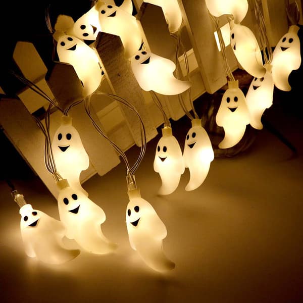 Utendørs solcellelyssnor, Halloween spøkelseslys 3M 20 LED vanntette solcellelysspolter (varm)