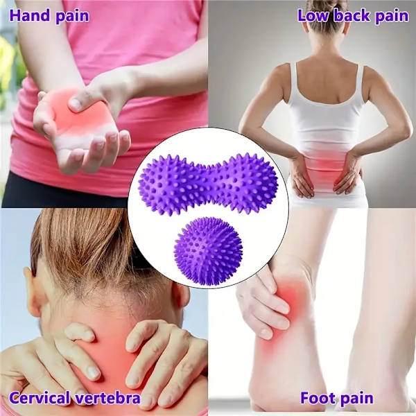 1 St Massasjeball, Ryggmassasjeball, Fotmassasjer, Muskelterapiball, Yogatreningsball Lilla