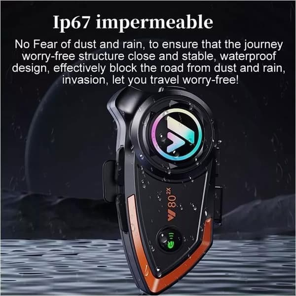 Motorcykel Intercom - JAUDE - Y80-2X - Bluetooth 5.0 - IPX6 - 1000mAh/32t