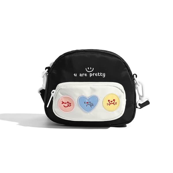 Broderet Canvas Crossbody Sort