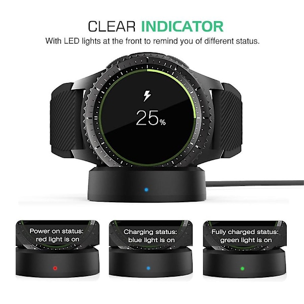Trådløs hurtiglader for Gear S3 S2 klokkelader for Galaxy Watch