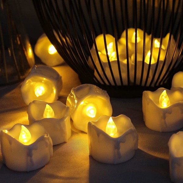 12 Packs Battery Operated LED Flameless Candles Flickering Electric Tea Lights with Timer