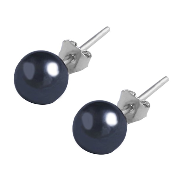 Elegant Hematite Silver Round Earrings Ear Studs 0.24" 6mm