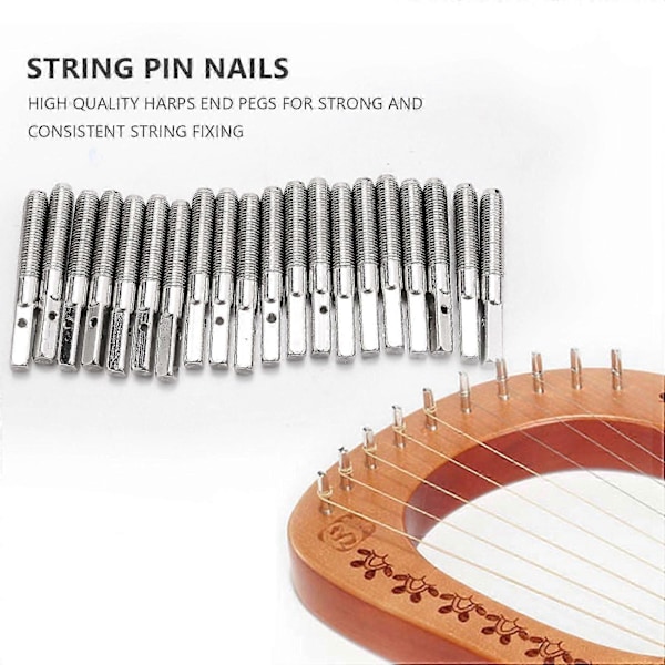 20 stk. Stemmespiker og 20 stk. Nagler, med L-formet Stemmenøkkel, for Lyre Harpe Liten Harpe MusicaP2025041100021