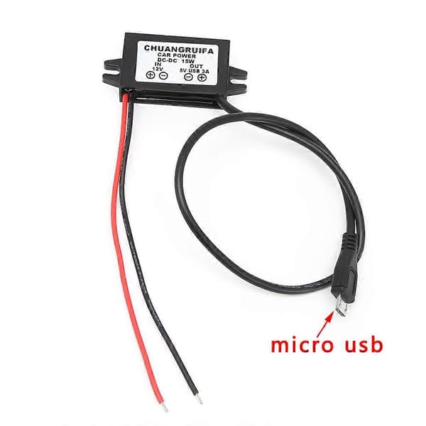 Bil Oplader DC Konverter Modul 12V Til 5V Micro USB Output Strømadapter 3A 15W