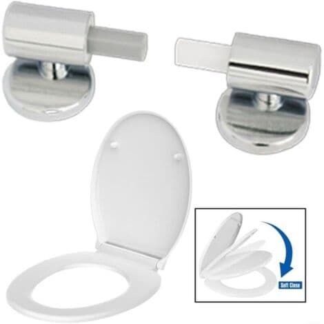 Sæt med 2 fastgørelsessæt til traditionelle og moderne toiletsæder med soft close, quick release hængsler, fastgørelseshængsler