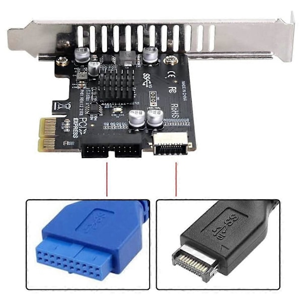 VL805 Moderkortsadapter 5Gbps Typ E USB 3.1 Frontpanel Hona & USB 2.0 till PCI-E 1X Expresskort