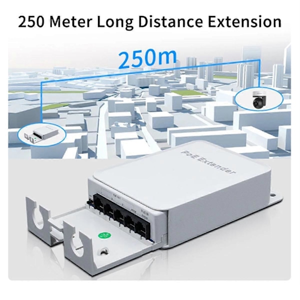 5 Port Vanntett POE Extender 4 Port Repeater Utendørs Nettverk IP55 VLAN 44-57V for POE Kamera Wierl