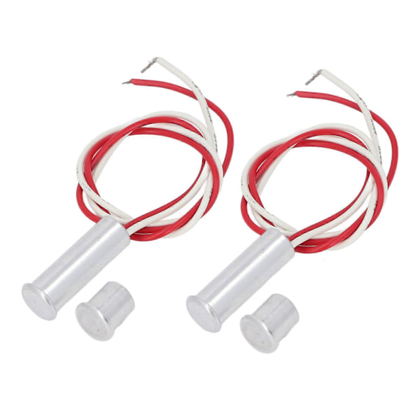 2 Set Infälld Magnetisk Brytare DC12 till 24V Aluminiumlegering NC Trådbunden Dörrsensor Fönster Reed Brytare för Larmsystem Åtkomstkontroll