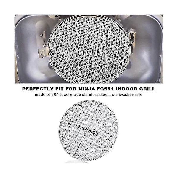 Stänkskydd för Ninja Fg551 Foodi, tillbehör för Ninja Foodi Smart Xl inomhusgrill, rostfritt stål S