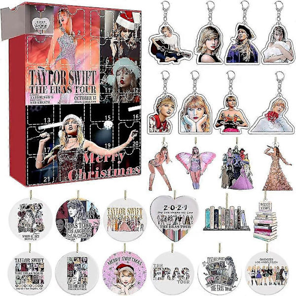 2023 Julekalender med 24 Dages Nedtælling Taylor Swift The Eras Tour Hængende Pynt Nøglering Fan Overraskelse Blind Box Gave