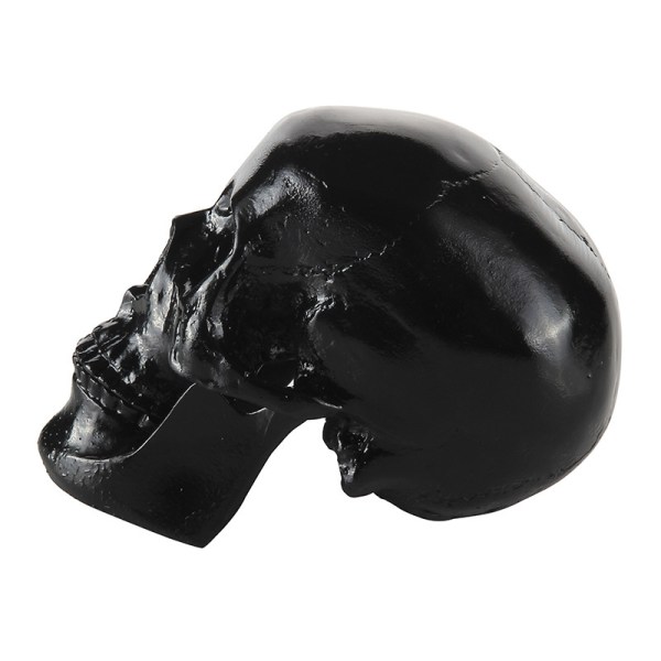 Sett med 2 harpiksspraymalte hodeskallefigurer, (svart)-11*8,5*6,5 cm