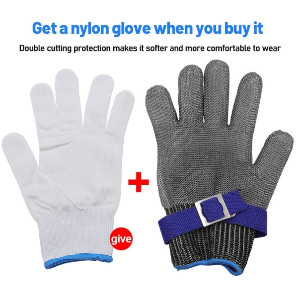 Skärbeständiga handskar i rostfritt stål Säkerhetsarbetshandske nivå 5 skydd (XL)