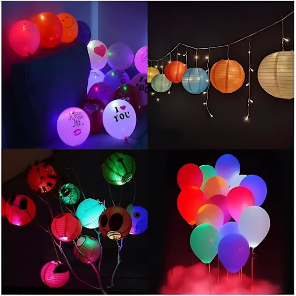 60 stk. Mini LED-ballonglys, små lykter for ballonger, papirlykter, håndverk, Halloween, bryllup, festdekorasjoner