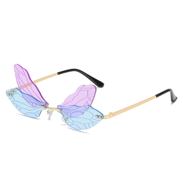 Reunuksettomat Dragonfly Wing -aurinkolasit Kirkaslinssilasit Uv400 Heijastamaton