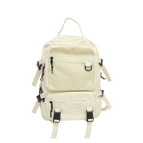 1 st studentryggsäck, skolväska för pojkar, flickor, tonåringar, casual ryggsäck med case (vit)