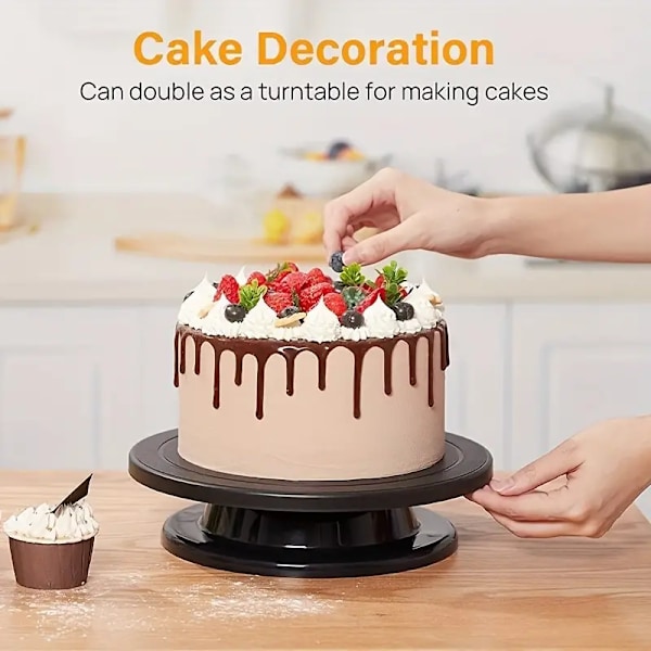 1 bit tårtfat 11,5 tum roterande dessertdisplayställ Kökstillbehör Black Cake Turntable Bulk