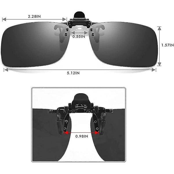 Klips-på Solbriller 4-pakning, Polariserte Linser Passer Over Briller, Klappbare