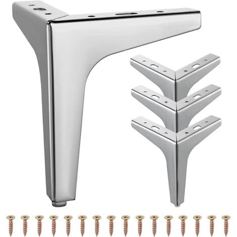 Set med 4 moderna triangulära möbelben i metall för garderob, soffa, stol (17 cm)