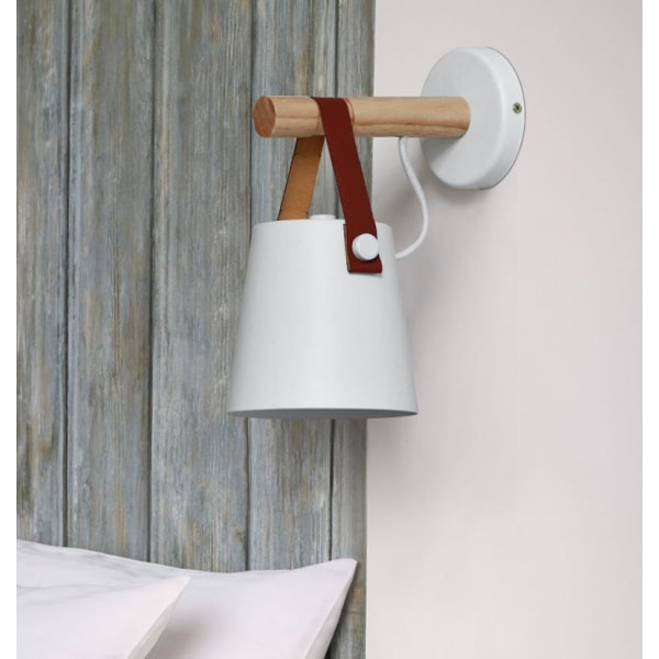 Et stykke E27 ironwood væglampe til soveværelse og stue moderne pendel - hvid