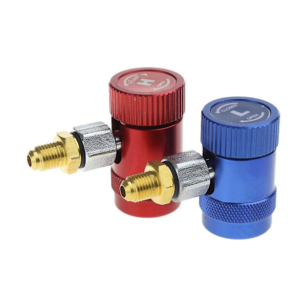 2x A/c R1234yf Hurtigkobling Adapter Manifold Connector Høj & Lav Side Sæt