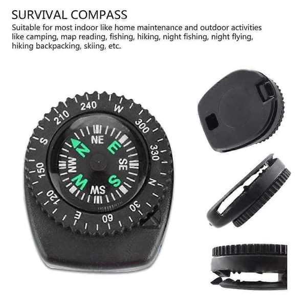 Mini Utomhus Vandring Resekompass Termometer Karbinhake Klockarmband