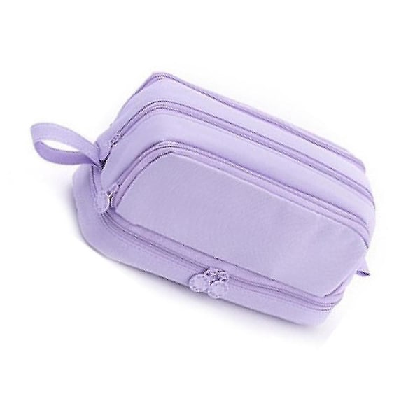 Angoo 4 osainen kynäpussi, kaksipuolinen avoin säilytystasku, violetti