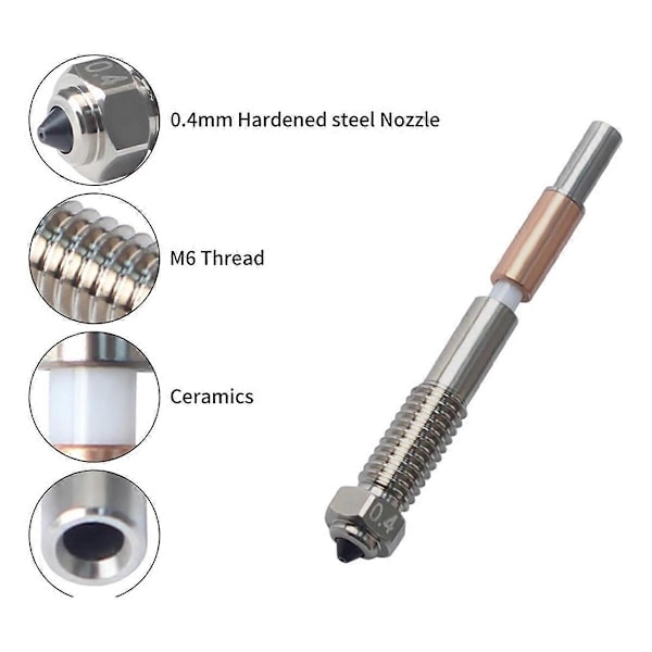 Til Qidi Plus4 Bimetal Dyse Hurtig Fjernelse Keramisk Isolering Integration 0.4mm Dyser HøjTempera