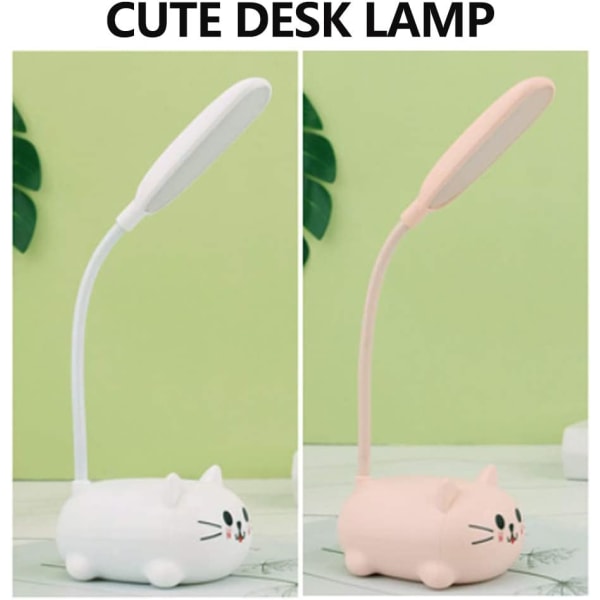 LED børnebordlampe trådløs opladning øjenbeskyttelseslampe USB opladning tegneserie legetøjslampe (pink)