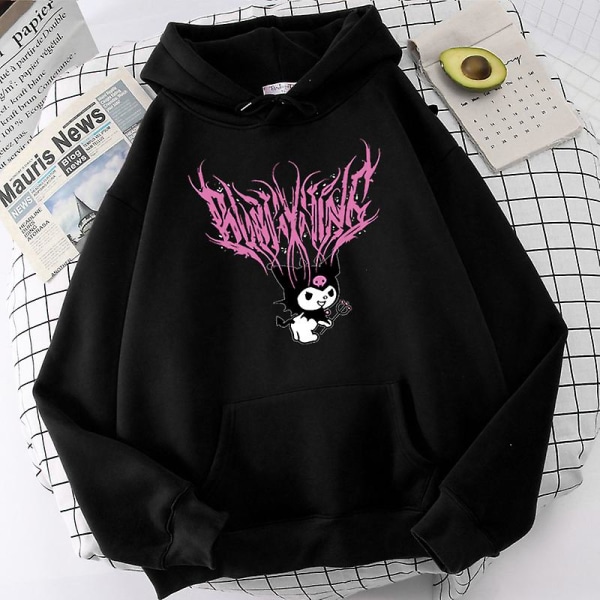 Kuromi Hoodie Sanrio Kawaii Mode Koreansk Sweat Shirt Stil Printed Kawaii Höst Vinter Luvtröjor Casual Dam Topp W W-0304 L