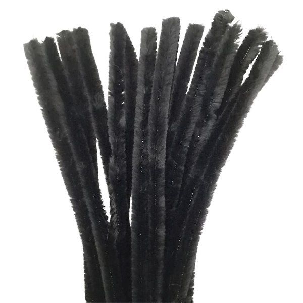 15 svarte 15 mm Super Chunky 30 cm Chenille Stems Craft Pipe Cleaners