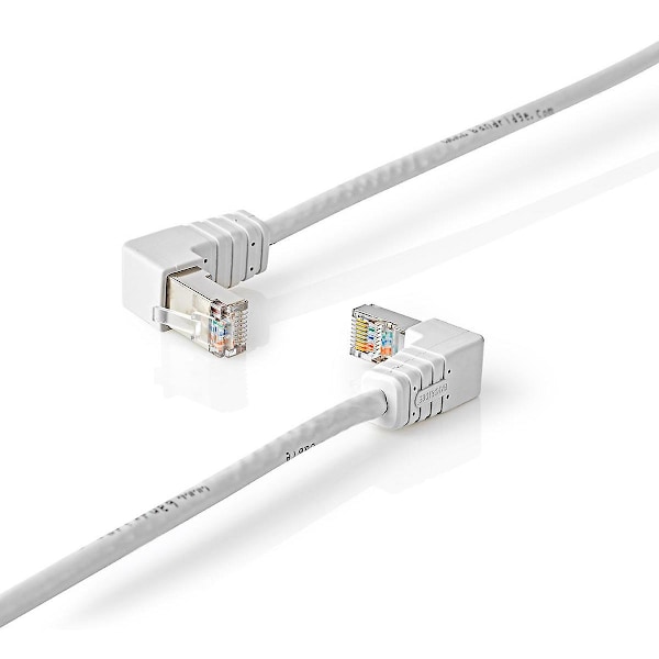 CAT6 F/UTP-verkkokaapeli RJ45-uros - RJ45-uros, kulma 5,00 m valkoinen