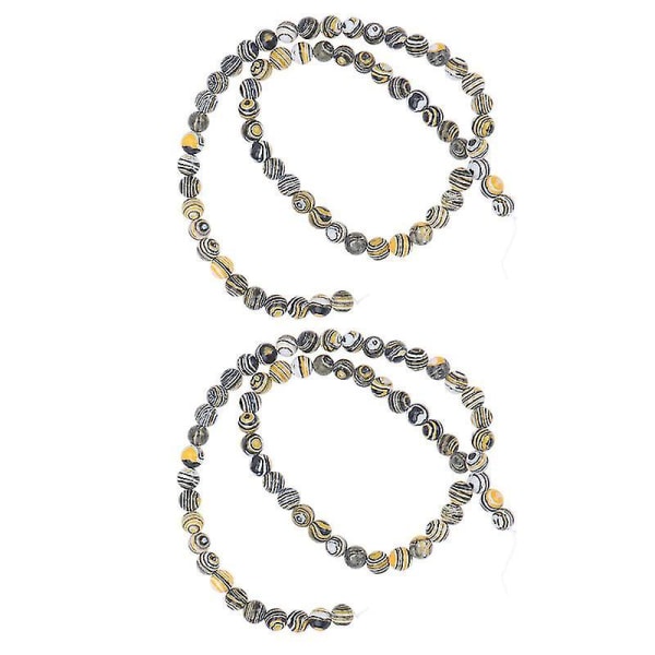 0,6X0,6CM gule smykkefremstillingssett 2 tråder stripete runde løse perler.