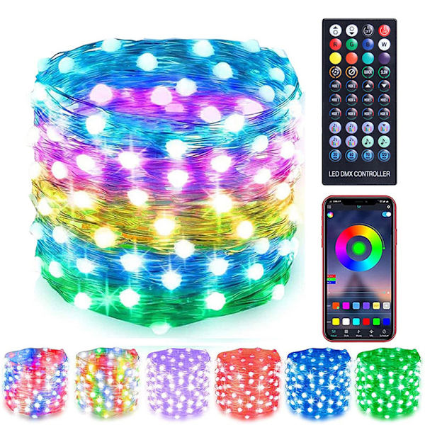 Blinkende lysbjælke, der styrer Bluetooth-synkronisering med musik, farveskiftende LED-lys (100 LED'er)