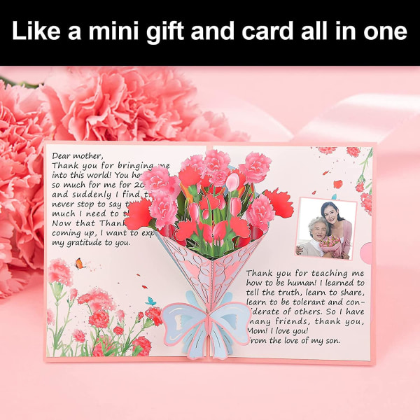 Födelsedagskort 3d Pop Up Card Nejlika Bukett Pop Up Card Födelsedagskort Kvinnlig present