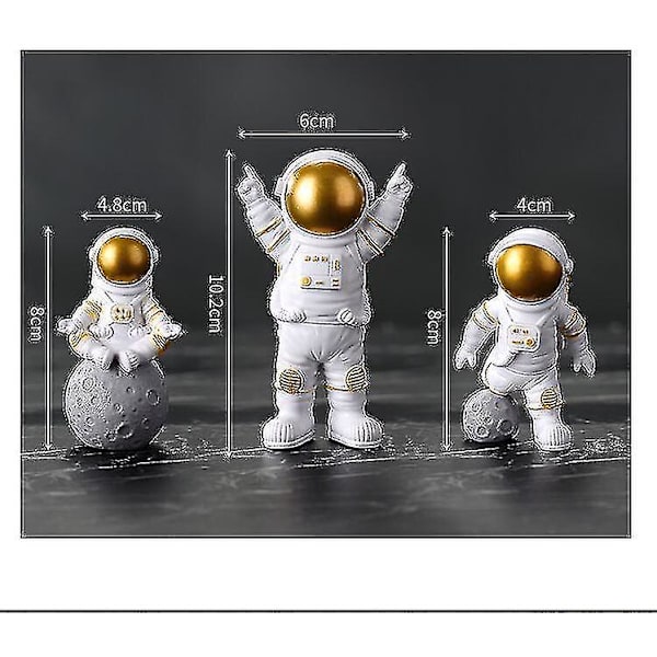 4 kpl Astronaut-hahmoja, Ulkoavaruuskakku Koristeet Miniatyyri Astronaut Lelut (tähti)