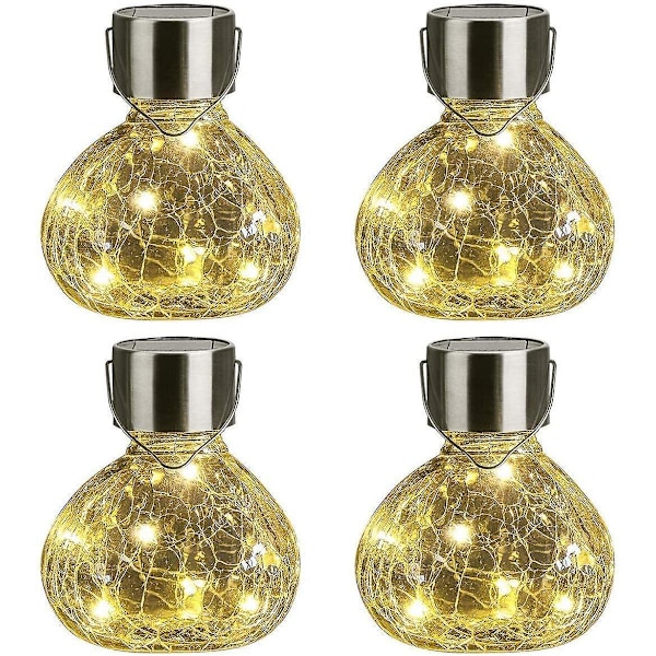 Solcellslampa, 4-pack Juldekorationer för Utomhus, Solcellshängande Ljus för Utomhus Patio Dekoration för Gräsmatta, Trädgård, Gräsmatta, Träd