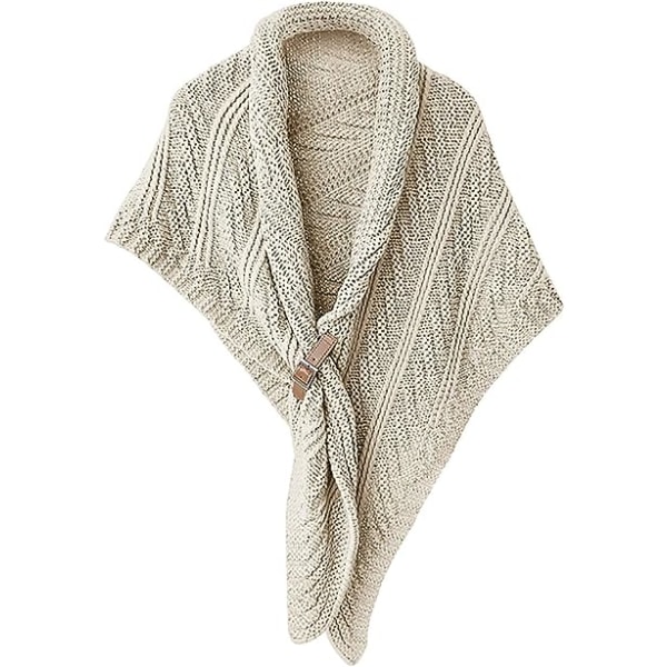 Høst og vinter varm skinnspenne sjal sjalgaffel tykk trekantkappe strikket skjerf for kvinner