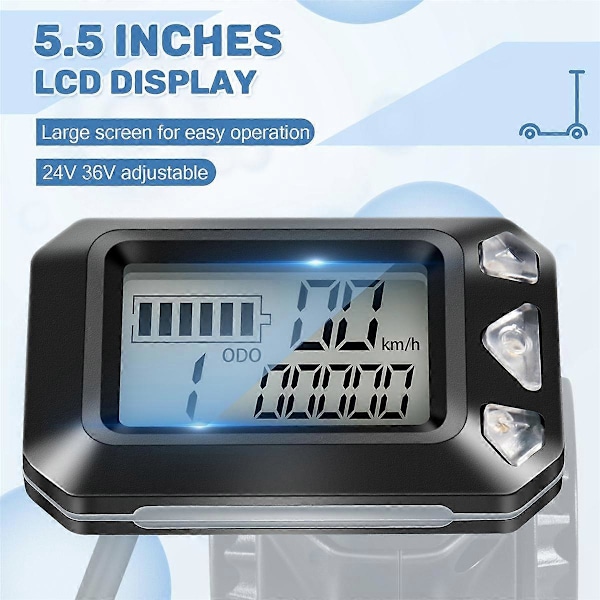 24V 36V Justerbar El-Scooter Instrument Display Skärm Switch Accelerator för 5,5 Tums Scooterdelar (6 Stift)