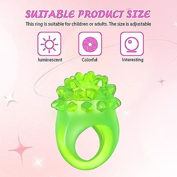 Tilfeldige Styleluminous Ringer 12 Stykker Gløder I Mørket Ring Fargerik Led Gløder Ring Nyhet Ringer Gummi Bulkete Gele Blinkende Ring Finger Lys Leke