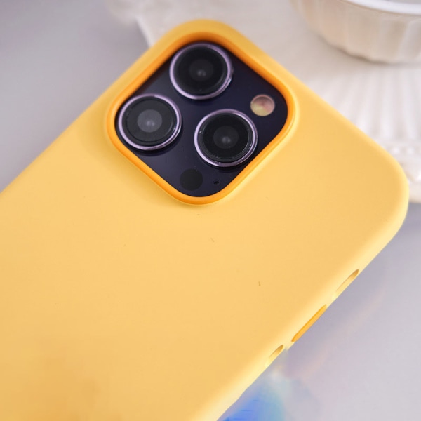 2023 Mobiltelefondeksel i flytende silikon iPhone 13 mobiltelefondeksel Apple mobiltelefondeksel ginger yellow